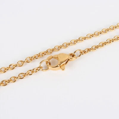 COLLIER CHAINE 45cm maillon 2mm ACIER INOXYDABLE DORE HYPOALLERGENIQUE FERMOIR