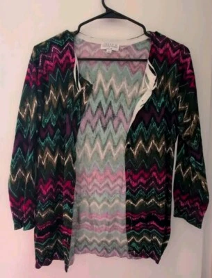 JOSEPH A Colorful Lightweight Button Front Cardigan Sweater Sz:PM Excellent Cond - Image 1 of 4