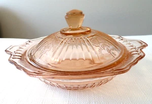 Vintage Pink Mayfair Open Rose Covered Butter 7" Vegetable Exc Condition - Picture 1 of 8