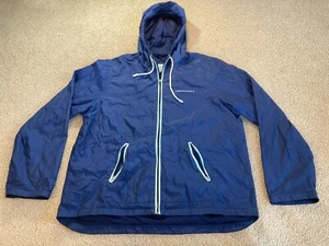 Abercrombie & Fitch 092 Gym Jacket Coat Mens Size L Large Blue Nylon Hooded - Picture 1 of 15