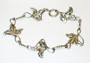 Sterling Silver Art Nouveau Floral Bracelet Small sz 6 3/4 in. - Picture 1 of 3