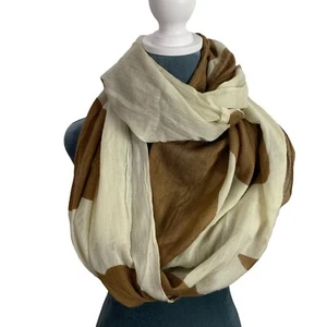Soft Lightweight Neutral Cream and Tan Bird Infinity Scarf 28" x 32" - Picture 1 of 5