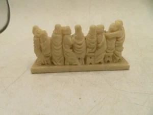 Last Supper Sculpture Ivory Resin 4 inch Long Christ Passover 13 Figures - Picture 1 of 7