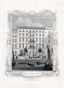 HAMBURGO: Hotel zum Kronprinzen., grabado en acero original, James Gray 1852 - Imagen 1 de 1