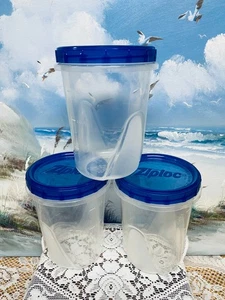 {3}) Ziploc Twist n Loc Round Plastic Storage Containers w/Lids 32oz - Picture 1 of 4