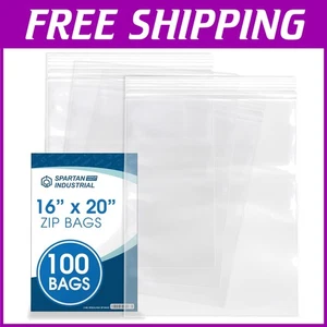 Reclosable 16x20 Zip Plastic Bags, 100ct - Foto 1 di 8