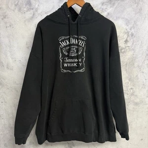 Vintage Jack Daniels Hoodie Sweatshirt Mens 2XL Black Embroidered Y2K - Picture 1 of 19