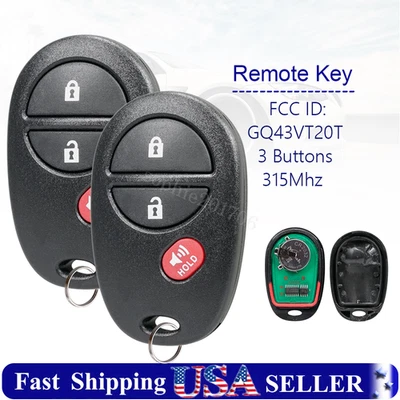2 Replacement For 2005 2006 2007 2008 2009 2010 Toyota Tacoma Remote Key Fob - Image 1 of 4