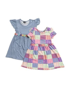 2 NWT Girls Picapino Patchwork/Blue Floral Dresses Size 6 Back To School - Picture 1 of 1