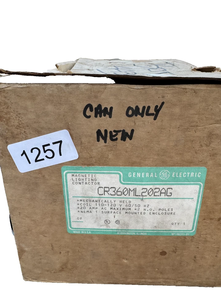GE CR360ML202AG Magnetic Lighting Contactor, 20 Amp, 2 Poles, 120V - Image 1 of 1