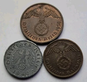 WWII Deutsche Münzen Lot • 10 & 1 Reichspfennig • 1938-1943 Drittes Reich #16 - Bild 1 von 2