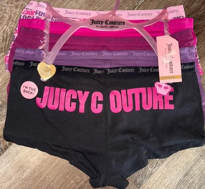 Juicy Couture ~ Calcinha Feminina Menino Mistura de Algodão 5 Pares (B) ~ M - Imagem 1 de 4