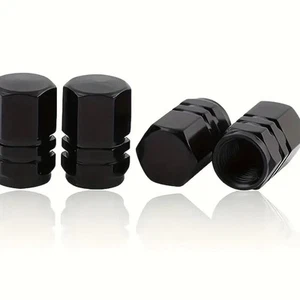 4 Pce Black Unique Aluminium Alloy Valve Caps For Car Tyres - Picture 1 of 4