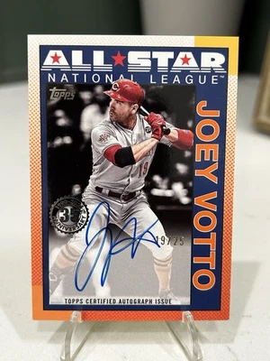 2025 Topps Update Baseball Joey Votto Orange # 19/25 Jersey Match! On Card Auto - Image 1 of 2