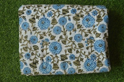 NO TARRIF CHARGES 100%✅ZK_168 Hand Block Floral Print 100%Cotton 20 Yard Fabric - Image 1 of 4
