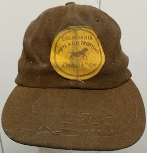 Vintage 1950’s California Shetland Trotting Association Brown Wool Baseball Cap - Picture 1 of 5