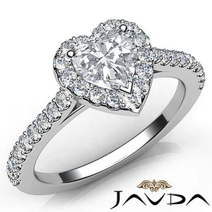 Halo U Cut Pave Women's Heart Diamond Engagement White Gold Ring GIA G VS1 1 Ct - Picture 1 of 12