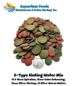 Sinking Wafers Bottom Feeder Fish Food 5-Type Mix. Algae Eater, Catfish & Plecos - Picture 1 of 9