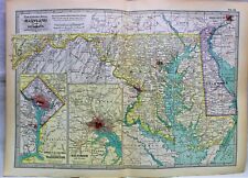 CENTURY ATLAS MAP PAGE PLATE NO. 33 MARYLAND DELAWARE WASHINGTON DC 1911 VINTAGE