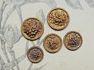 Ensemble d'ornements métal décor fleurs vigne métal doré cabochon restauration - Picture 1 of 2
