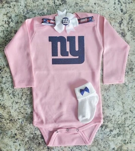 NY Giants baby/newborn girl clothes NY Giants baby gift girl NY giants pink baby - Picture 1 of 3