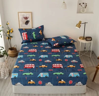 Drap-housse 90 x 200 cm en microfibre douce pour enfants garçons à motif de v... - Photo 1/4