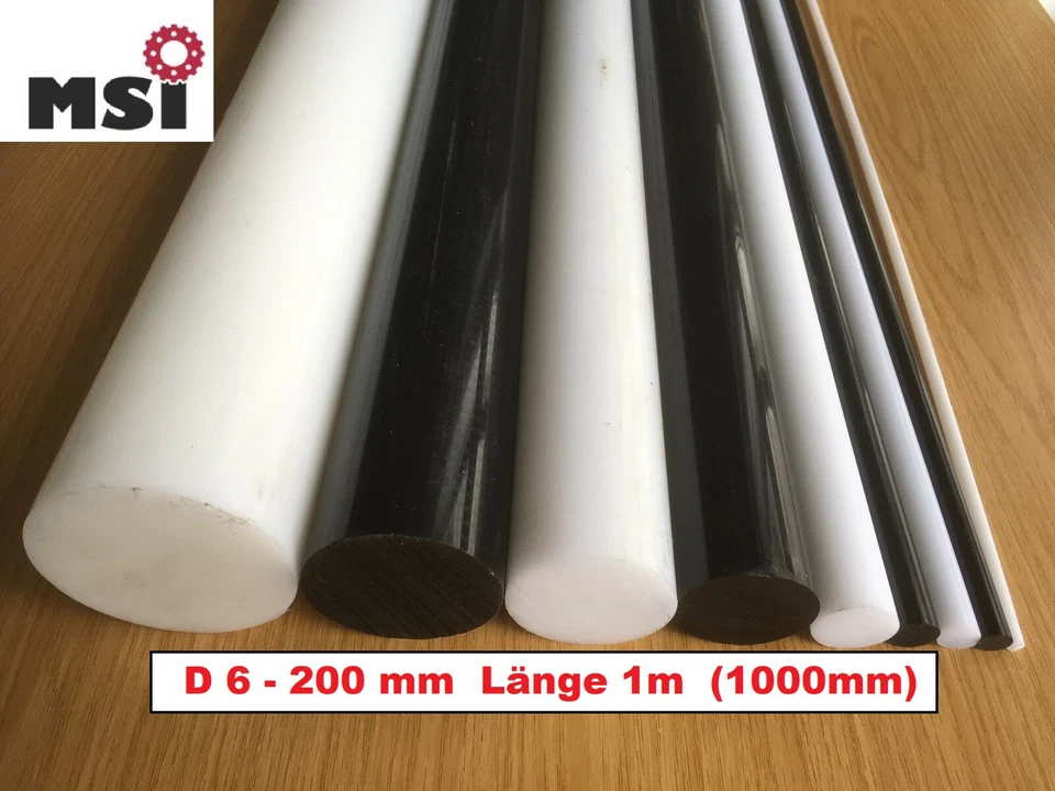 POM Rundstab Länge 1m!!! Rundmaterial Kunststoff POM C Stab D6-200mm  1000mm s/w - Bild 1 von 4