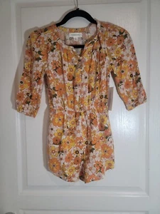 Treasure & Bond Retro Henley Floral Romper Girls Kids S (7/8) Nordstrom - Picture 1 of 5