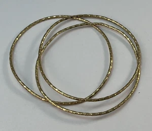 VERONESE Gold Vermeil 925 Sterling Silver Textured Bangle Bracelets SET - READ - Picture 1 of 10