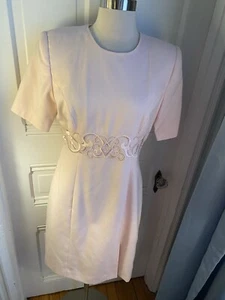 KASPER FOR ASL VINTAGE PALE PINK DRESS-PERFECT DESIGN AT WAISTLINE-SIZE6P-NWOT! - Picture 1 of 9