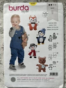Burda 6395 Cuddle FOX, PENGUIN, SNOWMAN & BEAR Soft Toys UNCUT Sewing Pattern - Picture 1 of 1
