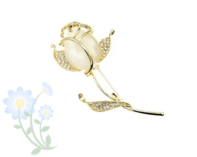 Broche prendedor de tulipán flor rosa ópalo para mujer accesorio de ropa informal de oficina Foto 1 de 4