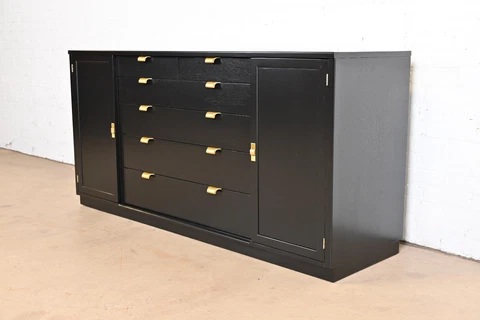 Edward Wormley for Drexel Precedent Black Lacquered Sideboard Credenza Cover