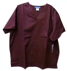 Grisham Uniforms XL Burgundy Solid V Neck One Pocket Womens Scrub Top New - Picture 1 of 10