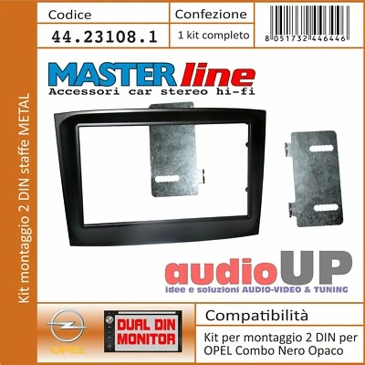 Masque Autoradio Kit 2 DIN Avec Supports Opel Combo 2015 Et Après. Noir Mat. - Photo 1/4