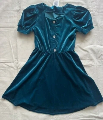 Jenna&Jessie Size 10 Green Velvet Little Girls Dress Botton Decoration Christmas - Image 1 of 4