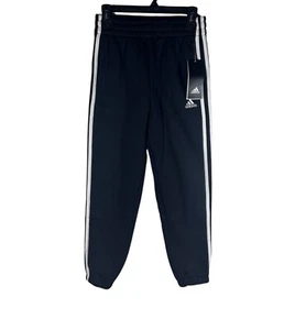 Adidas Joggers Sweatpants Girls XS White Stripes Elastic Waist Pockets NEW - Picture 1 of 10