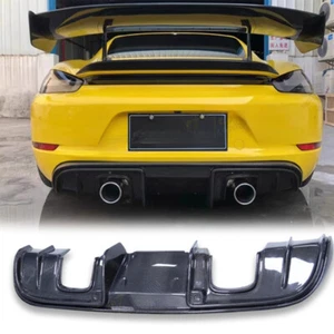 Carbon Fiber Rear Lip Bumper Diffuser For Porsche 718 982 Boxster Cayman - Picture 1 of 11