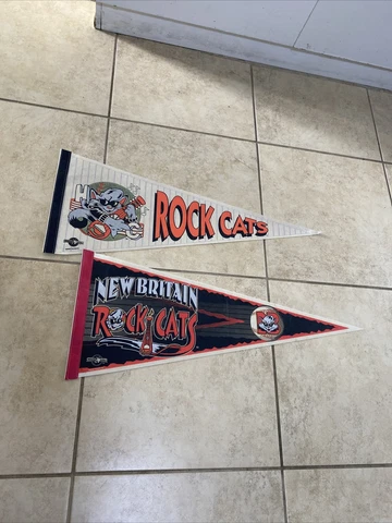 New Britain & Hardware City ROCK CATS Pennants Lot of 2 Free Shipping Cover