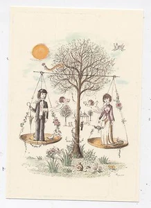  CARTE AMOUREUX DE PEYNET LES SIGNES DU ZODIAQUE BALANCE ANGE SAINT VALENTIN - Picture 1 of 6