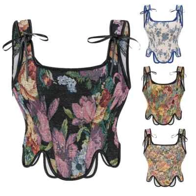 Mujeres Gótico Retro Corsé Chaleco Sexy Cordones Borde Sobre Busto Corsé Top Corto Foto 1 de 4