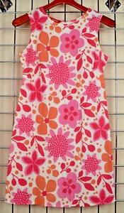 Hawaii Kleid Vintage Esprit 90er ärmellos leuchtend rosa orange Blumen Baumwolle S/M - Bild 1 von 12