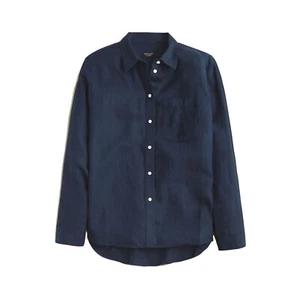 J.Crew Women's Baird McNutt Irish Linen Etienne Oversized Shirt - Navy - XL - Picture 1 of 1
