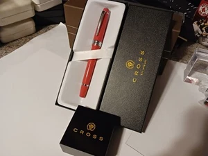 RARE CROSS CORAL SHOCK AND CHROME BAILEY FOUNTAIN PEN NEW IN BOX - Picture 1 of 8