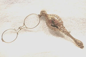 STUNNING ART NOVEAU GILDED STERLING LORGNETTE HALLMARKED AMERICAN CIRCA 1895 - Picture 1 of 10