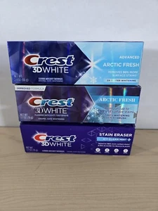 3 CREST 3D PASTA DE DIENTES BLANCA. BORRADOR DE MANCHAS HELADO COMO NUEVO 2,7 OZ/FRESCO ARTÍSTICO 2,7 OZ-2,4 OZ - Imagen 1 de 4
