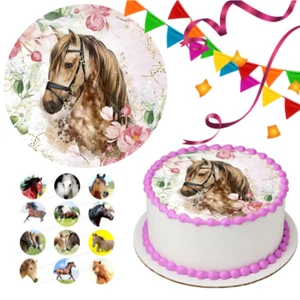 Pferde Tortenbild Muffin Party Deko Geburtstag neu Geschenk Bild Pony essbar neu - Bild 1 von 15