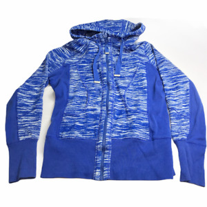 Nordstrom Zella Cotton Blend Blue White Striped Spacedye Hoodie Hooded Jacket M