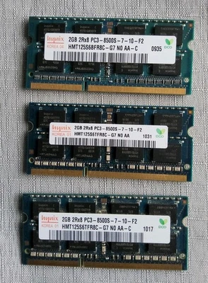 Hynix 2GB 2Rx8 PC3 8500S 1066Mhz HMT125S6TFR8C G7 Laptop RAM Memory DDR3 SODIMM - Image 1 of 2