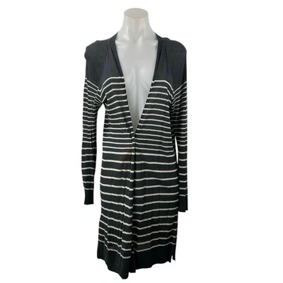 Cárdigan Suéter Top Ann Taylor LOFT Mujer Gris Rayas Manga Larga Talla M Foto 1 de 4